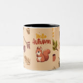 Squirrels Hello Autumm Zweifarbige Tasse (Mittel)
