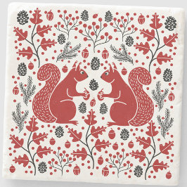 Squirrels in the Forest Art Steinuntersetzer