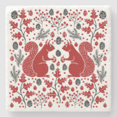 Squirrels in the Forest Art Steinuntersetzer (Vorderseite)
