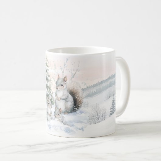 Squirrels in winter forest kaffeetasse (VorderseiteRechts)