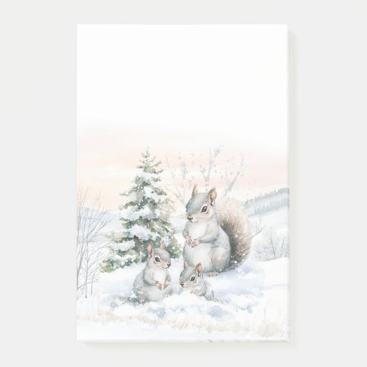 Squirrels in Winter Snow Notes Post-it Klebezettel (Vorderseite)