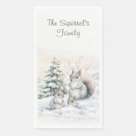 Squirrels in Winter Snow  Serviette