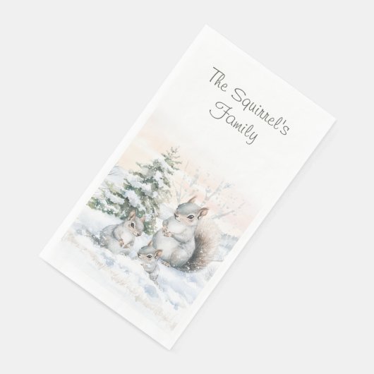 Squirrels in Winter Snow  Serviette (Ecke)