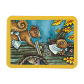 SQUIRRELS & OWL ERNTEDANK, HOMEMADE PIE MAGNET (Horizontal)