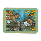 SQUIRRELS & OWL ERNTEDANK, HOMEMADE PIE MAGNET (Horizontal)