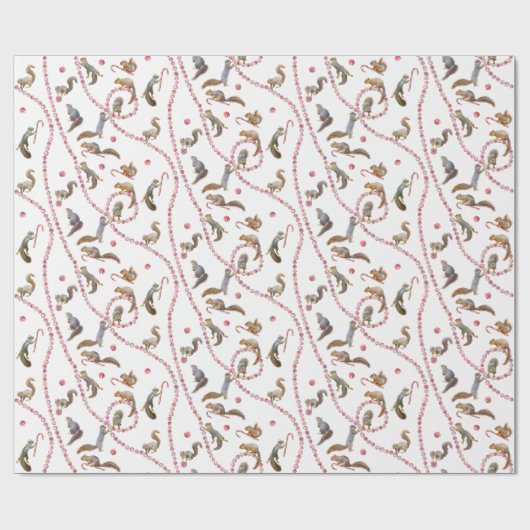 Squirrels Peppermint Wrapping Paper Geschenkpapier (Flach)