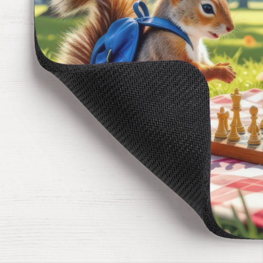 Squirrels Playing Chess In a City Park Mousepad (Ecke)
