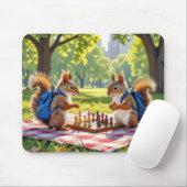Squirrels Playing Chess In a City Park Mousepad (Mit Mouse)