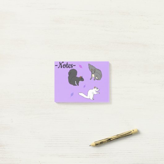 Squirrels Purple Post-it Klebezettel (Auf Schreibtisch)
