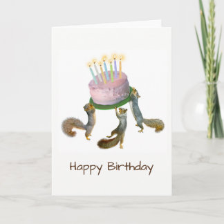 Squirrels with Cake Birthday Card Karte