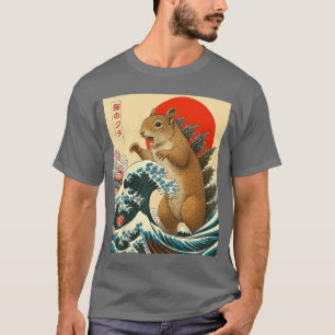 Squirrelzilla Eichhörnchen Japanische Kunst Lustig T-Shirt
