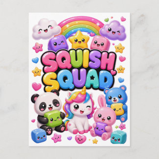 Squish Squad Funkelnder Regenbogen Panda Einhorn S Postkarte