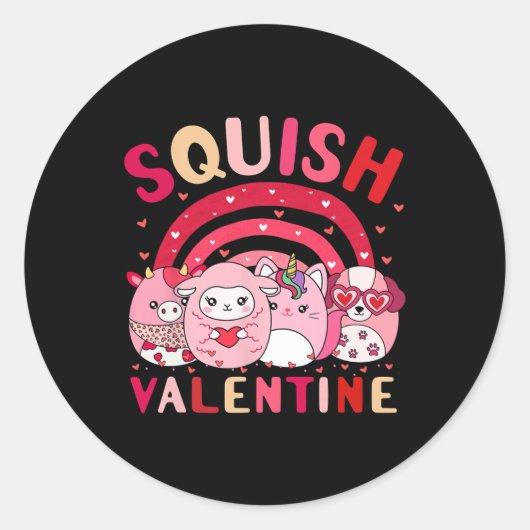 Squish Valentine Squad Geschenke Niedlich für Kind Runder Aufkleber (Vorderseite)