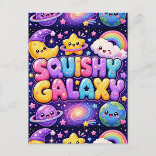 Squishy Galaxy Cute Kawaii Erde Mond Sterne Postkarte