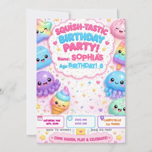 Squishy Geburtstag Einladung (Vorderseite)