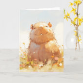 Squishy Relaxed Capybara Karte (Gelbe Blume)