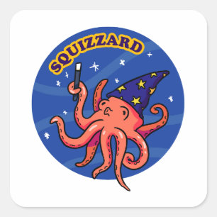 Squizzard Funny Magic Animal Pucker Quadratischer Aufkleber