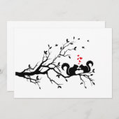 Squrrels mit roten Herzen auf Baumzweig (Vorne/Hinten)