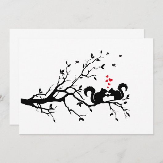 Squrrels mit roten Herzen auf Baumzweig (Vorne/Hinten)