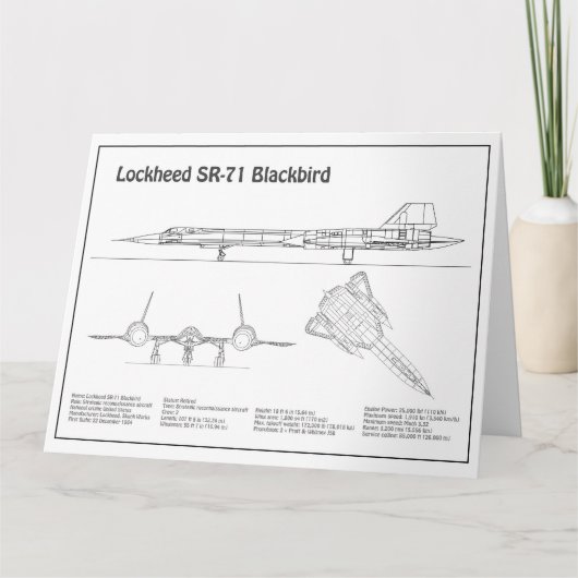 SR-71 Blackbird - Airplane Blueprint Plans BD Dankeskarte (Vorderseite)