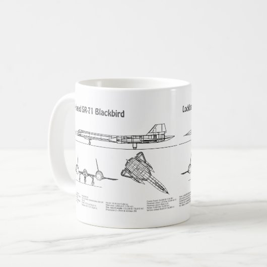 SR-71 Blackbird - Airplane Blueprint Plans BD Kaffeetasse (Vorderseite Links)