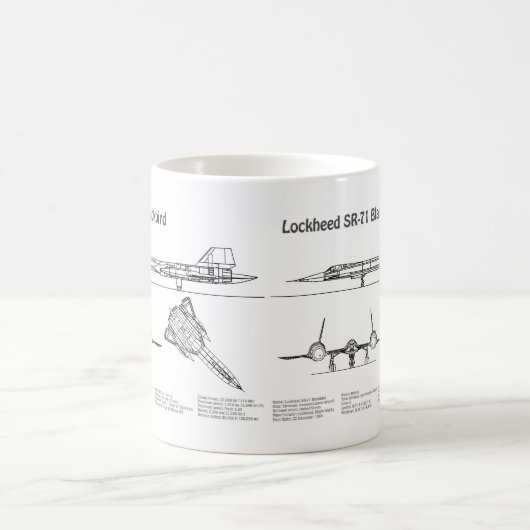 SR-71 Blackbird - Airplane Blueprint Plans BD Kaffeetasse (Mittel)
