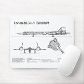 SR-71 Blackbird - Airplane Blueprint Plans BD Mousepad (Mit Mouse)