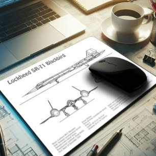 SR-71 Blackbird - Airplane Blueprint Plans BD Mousepad