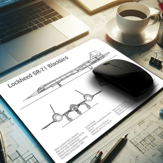 SR-71 Blackbird - Airplane Blueprint Plans BD Mousepad