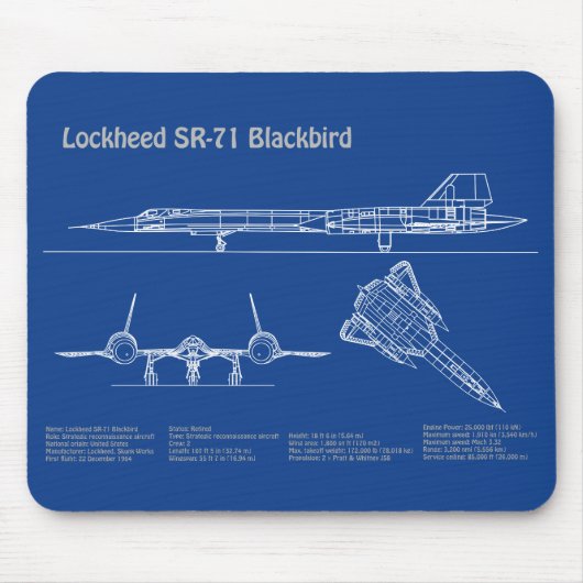 SR-71 Blackbird - Flugzeugkonzepte AD Mousepad (Vorne)