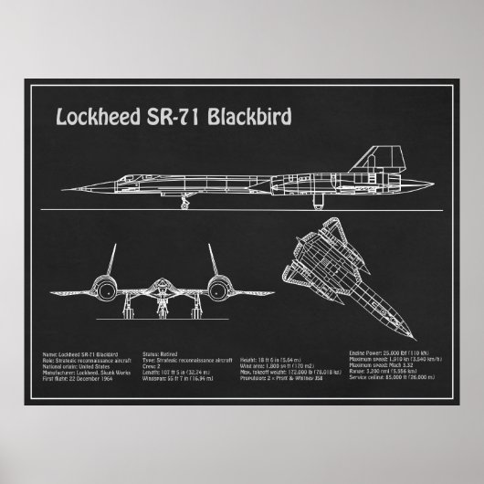 SR-71 Blackbird - Flugzeugkonzepte PD Poster (Vorne)