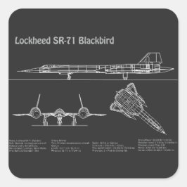 SR-71 Blackbird - Flugzeugkonzepte PD Quadratischer Aufkleber
