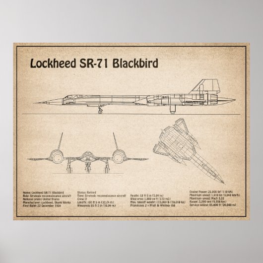 SR-71 Blackbird - Flugzeugkonzepte SD Poster (Vorne)