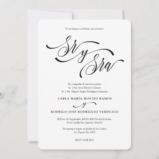 SR Y SRA 2 Bearbeitbare spanische Hochzeitseinladu Einladung (Vorderseite)
