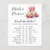 Srawberry Champagne Floral Brautparty Game Card (Vorderseite)