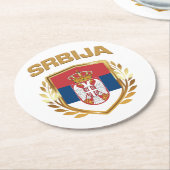 Srbija Flag-Schild Serbien Runder Pappuntersetzer (Angewinkelt)