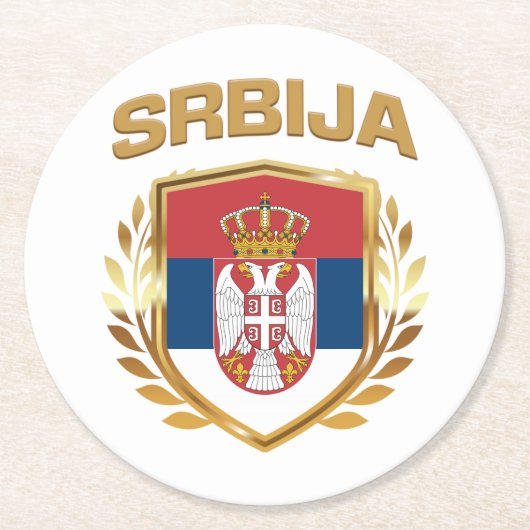 Srbija Flag-Schild Serbien Runder Pappuntersetzer (Vorderseite)