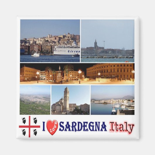 SRD039 SARDINIA I Love, Mosaic, Italy, Fridge Magnet (Vorne)