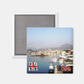 SRD056 OLBIA, Port, Sardinien, Italien, Kühlschran Magnet (Vorderseite/Rückseite)