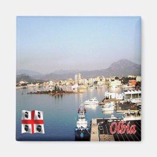 SRD056 OLBIA, Port, Sardinien, Italien, Kühlschran Magnet