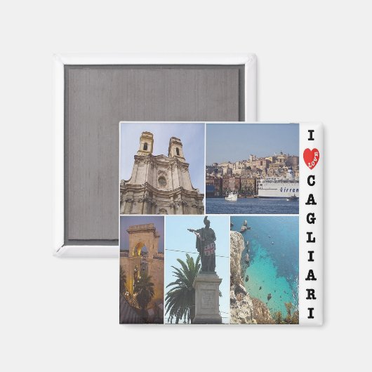 SRD061 CAGLIARI I Liebe Mosaik, Sardinien, Kühlsch Magnet (Vorderseite/Rückseite)