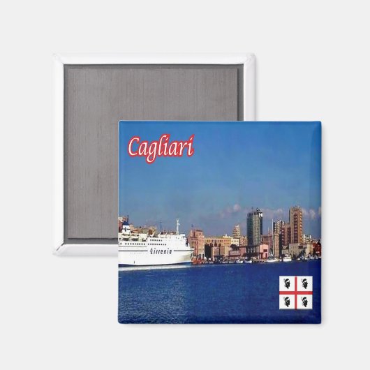 SRD062 CAGLIARI, Port, Sardinien, Kühlschrank Magnet (Vorderseite/Rückseite)
