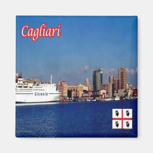 SRD062 CAGLIARI, Port, Sardinien, Kühlschrank Magnet (Vorne)