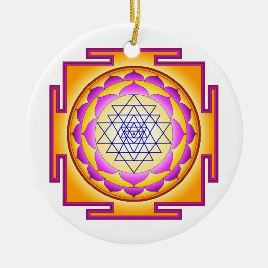 Sri Chakra Göttin Shri Lalitha Tripura Sundari Keramik Ornament (Vorne)