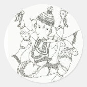 Sri Ganesha Runder Aufkleber (Vorderseite)