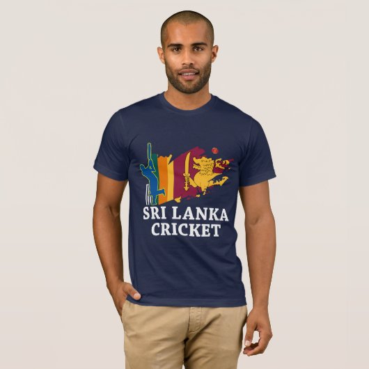 Sri Lanka Cricket Flag Brush Stroke Geschenk T-Shirt (Vorne ganz)