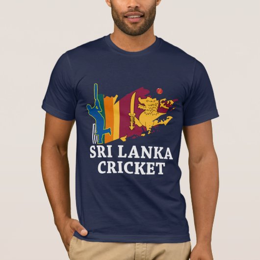 Sri Lanka Cricket Flag Brush Stroke Geschenk T-Shirt (Vorderseite)