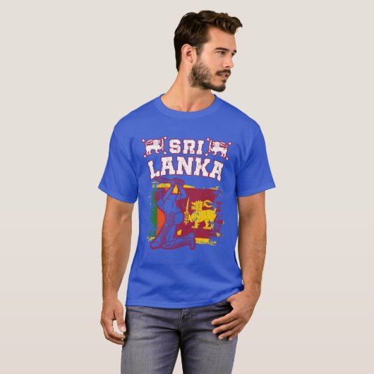 Sri Lanka Cricket Gift, Flag Brush Stroke T-Shirt (Vorne ganz)