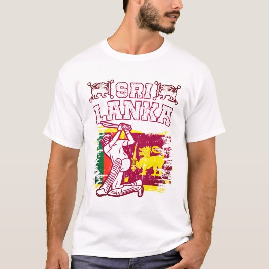 Sri Lanka Cricket Gift, Flag Brush Stroke T-Shirt (Vorderseite)