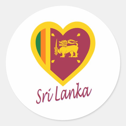 Sri Lanka Flag Herz Runder Aufkleber (Vorderseite)